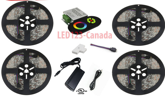 WATERPROOF 5050 STRIP RGB LED LIGHT+RF TOUCH REMOTE+ADAPTER/MULTICOLOR