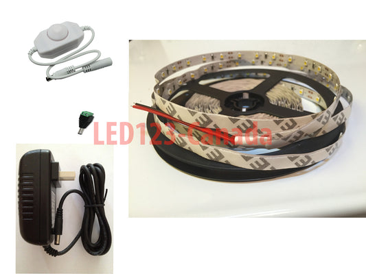 16.4ft/5M 3528 FLEXIBLE LED STRIP LIGHT COMPLETE KIT/ HIGHT QUALITY WITH cUL APPROVED POWER SUPPLY WITH A DIMMER