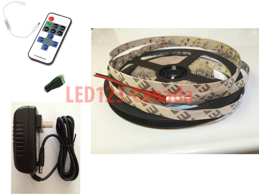 16.4ft/5M 3528 FLEXIBLE LED STRIP LIGHT COMPLETE KIT/ HIGHT QUALITY WITH cUL APPROVED POWER SUPPLY WITH A REMOTE RF CONTROLLER