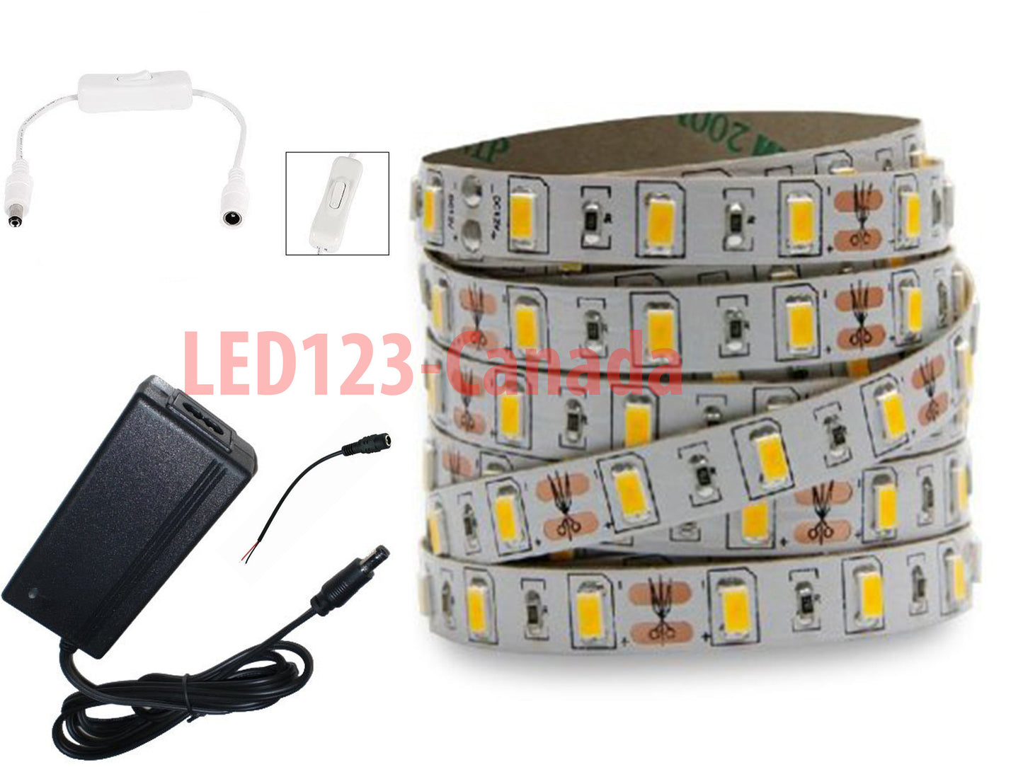 16.4ft/5M 5630 300LEDs FLEXIBLE STRIP LIGHT COMPLETE KIT/ HIGHT QUALITY WITH cUL APPROVED POWER SUPPLY WITH A SWITCH