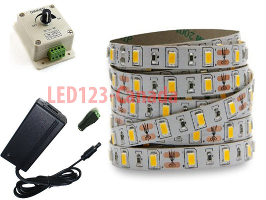16.4ft/5M 5630 300LEDs FLEXIBLE STRIP LIGHT COMPLETE KIT/ HIGHT QUALITY WITH cUL APPROVED POWER SUPPLY WITH DIMMER